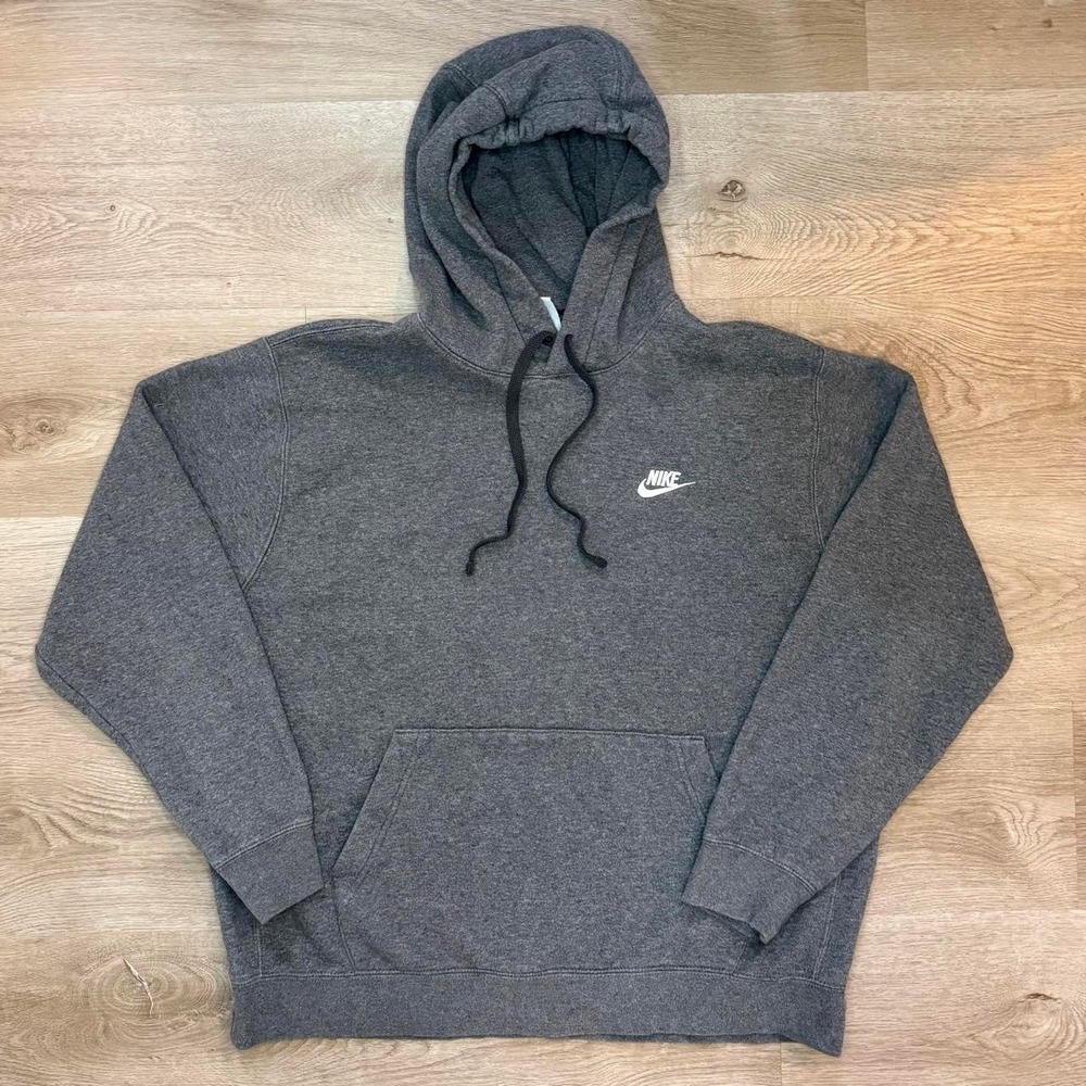 Nike Club Fleece Charcoal Heather Embroidered Futura Hoodie L